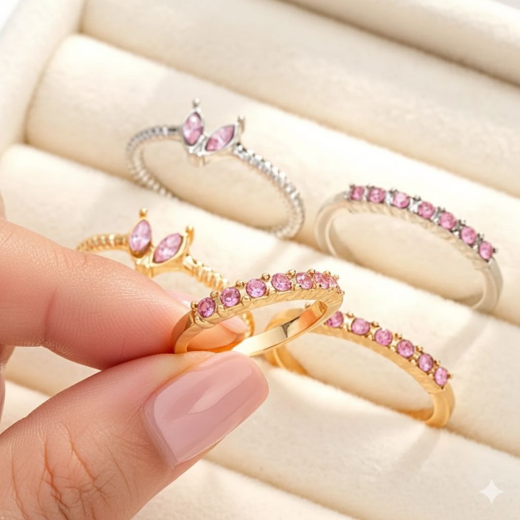 Blush Orbit Layer Rings set