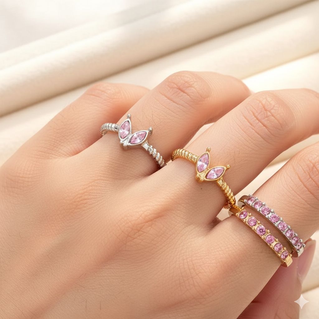 Blush Orbit Layer Rings set