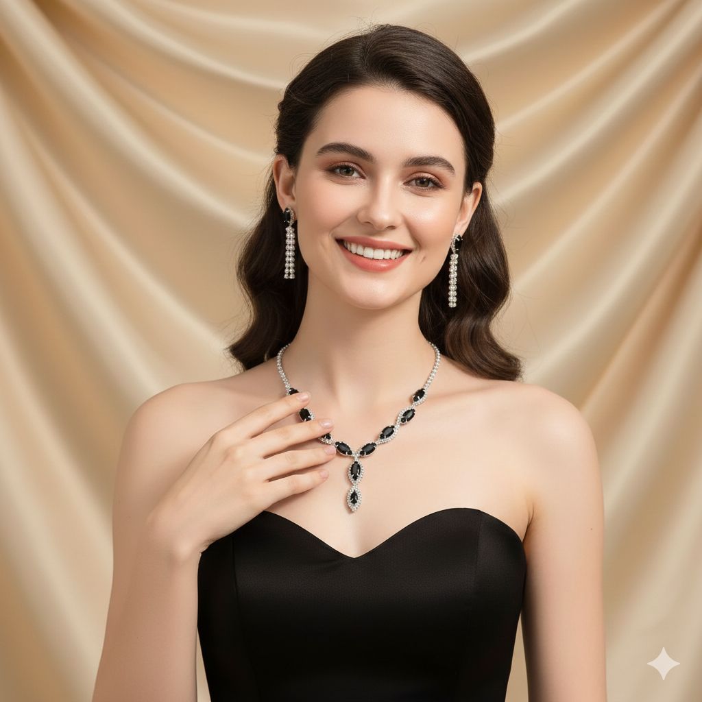 Midnight Luxe Crystal Cascade Set