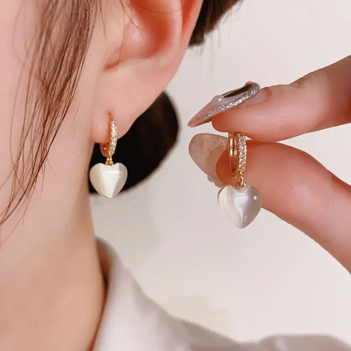 Pearl Heart Hoop Earrings