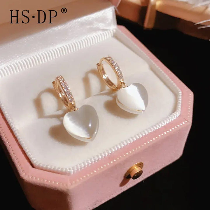 Pearl Heart Hoop Earrings